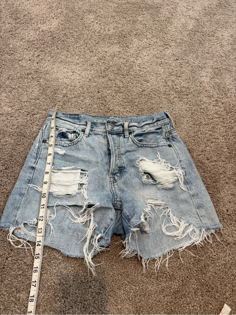 American Eagle Outfitters Light Wash Distressed Jean Shorts